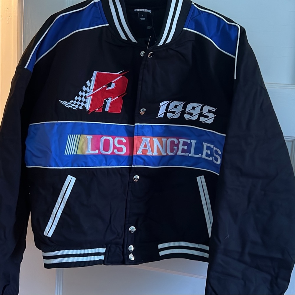 Retro Los Angeles Varsity Jacket - Black and Blue